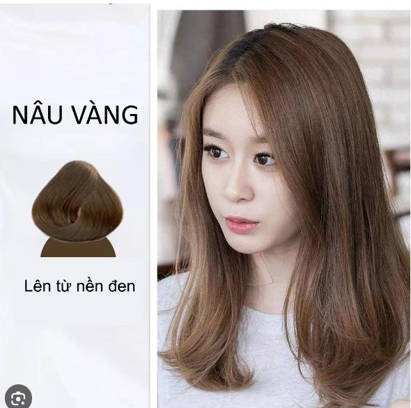 Tóc nhuộm đẹp màu nâu vàng